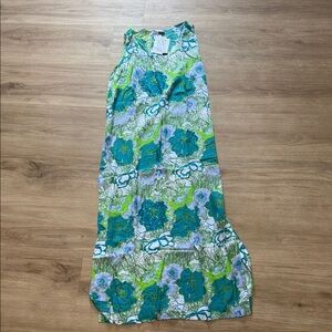 Vintage Jamie S Casuals Floral Green and Blue Women's dress